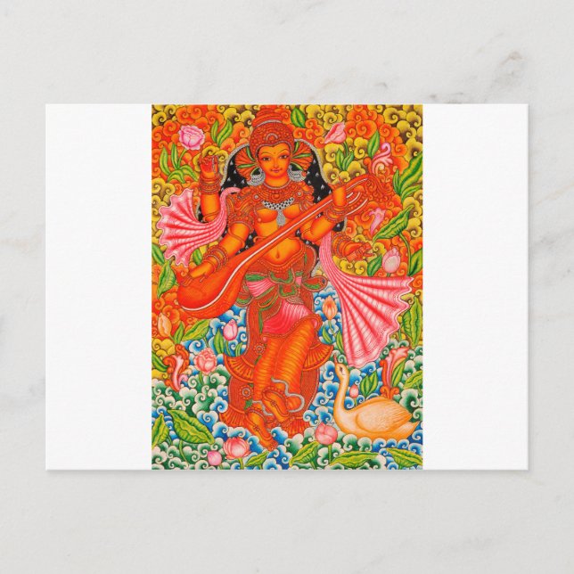 POSTAL SARASWATI HINDU GODDESS DE APRENDER TANJORE (Anverso)