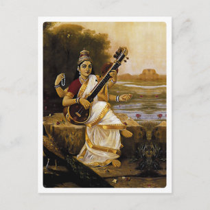 Postal SARASWATI - La divinidad de las artes y los ríos