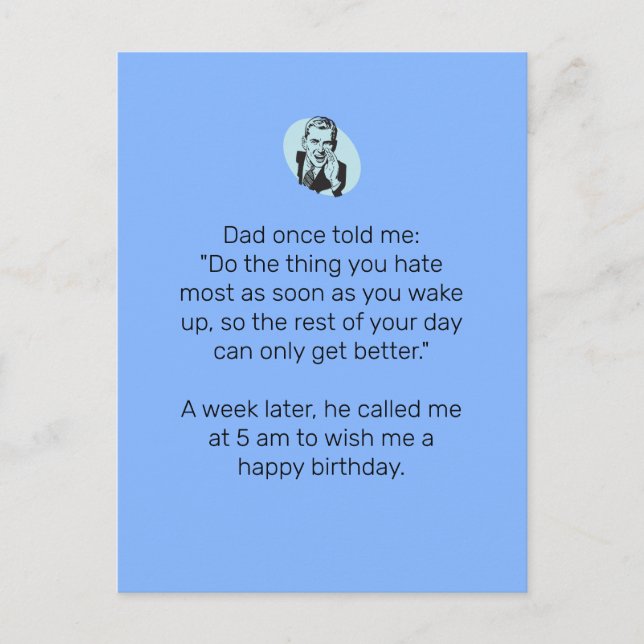 Postal Sarcástico Chiste de papá para feliz cumpleaños (Anverso)