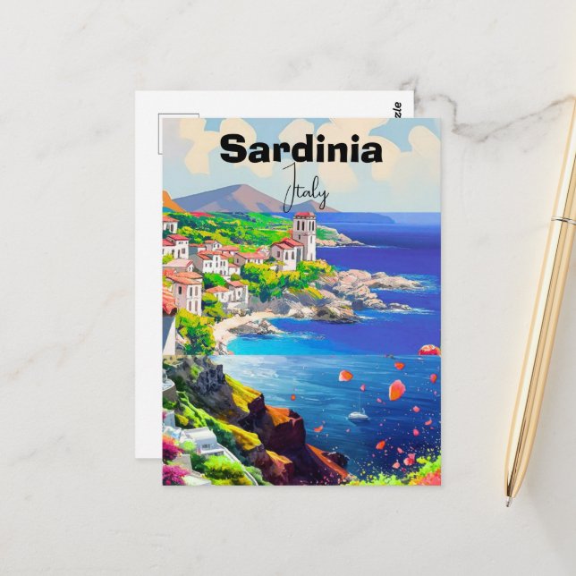 Postal Sardinia Poster Italy Souvenir Sea Decoration  (Anverso/Reverso In Situ)