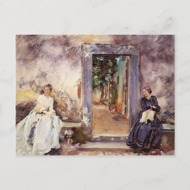 Postal Sargent de John Singer - La pared del jardín (Anverso)