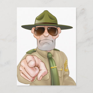 Postal Sargento de Drill enojado Apuntando