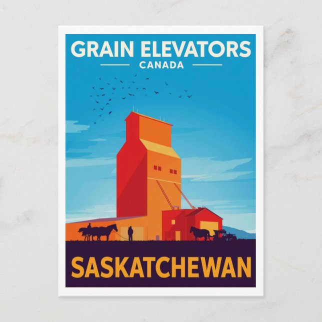 Postal Saskatchewan Grain Elevator Vintage (Anverso)