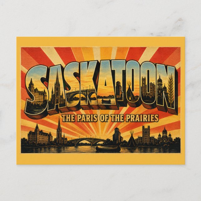 Postal Saskatoon Saskatchewan París de las Praderas (Anverso)