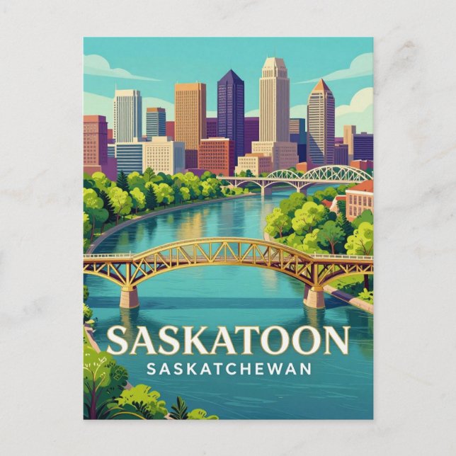 Postal Saskatoon Saskatchewan Prairie Skyline 🌿 (Anverso)