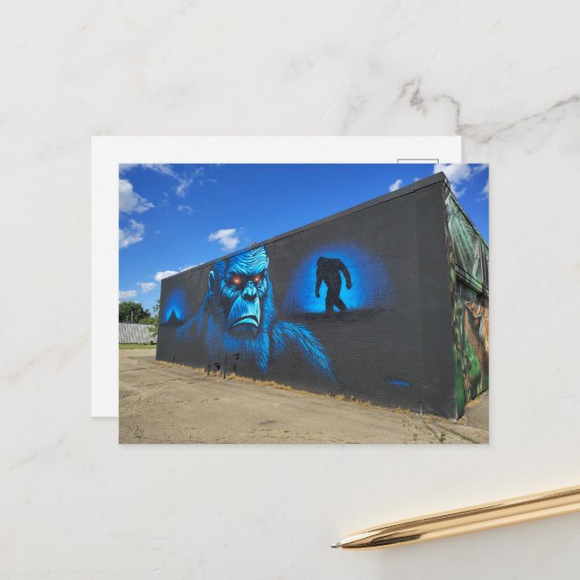 Postal Sasquatch en Azul (Anverso/Reverso In Situ)