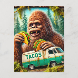 Postal Sasquatch en el bosque de las mezquitas con tacos