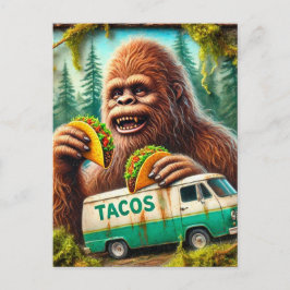 Postal Sasquatch en el bosque de las mezquitas con tacos