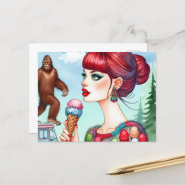 Postal Sasquatch en el Camión Helado