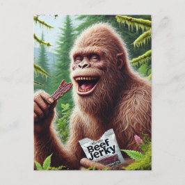 Postal Sasquatch en un bosque de mezquitas