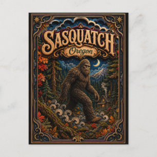 Postal Sasquatch Oregon Popcut Leyendas