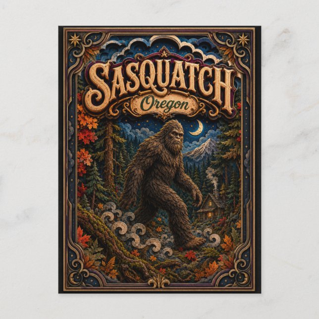 Postal Sasquatch Oregon Popcut Leyendas (Anverso)