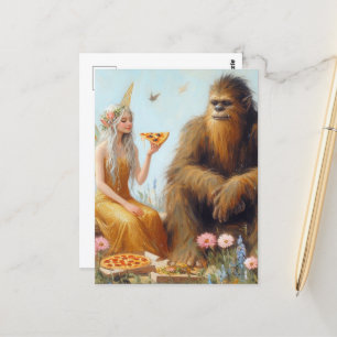 Postal Sasquatch y Fairy Pizza Date