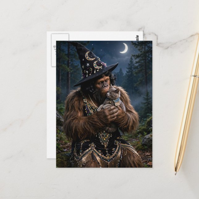Postal Sasquatch y su gatito (Anverso/Reverso In Situ)