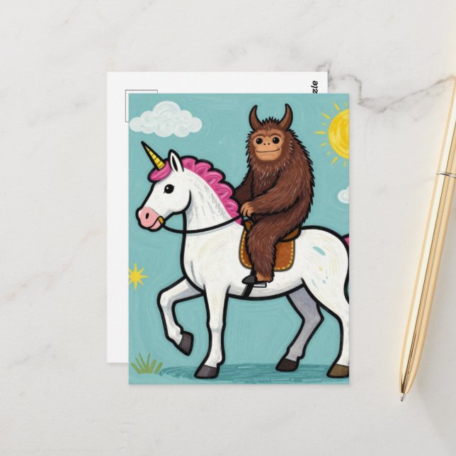 Postal Sasquatch y un Unicornio (Anverso/Reverso In Situ)