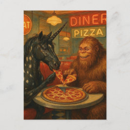 Postal Sasquatch y una pizza de unicornio appaloosa