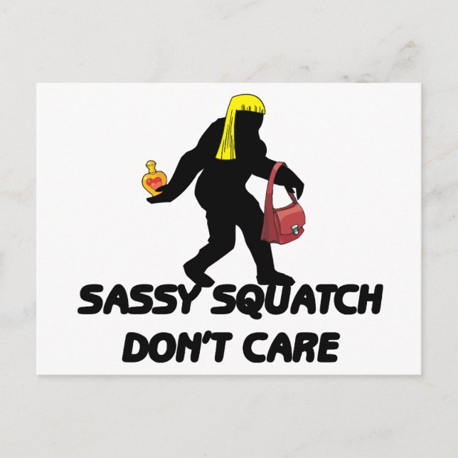 Postal Sassy Squatch no importa (Anverso)