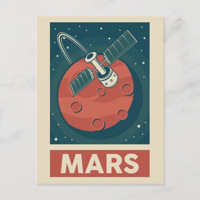 Postal Satélite de galaxia Mars Retro (Anverso)