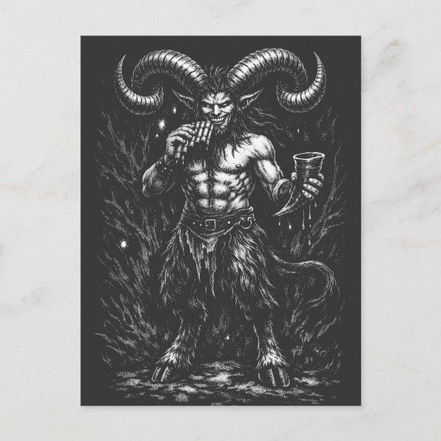 Postal Sátiro Invernal Cornudo — por BurnsInHell (Anverso)
