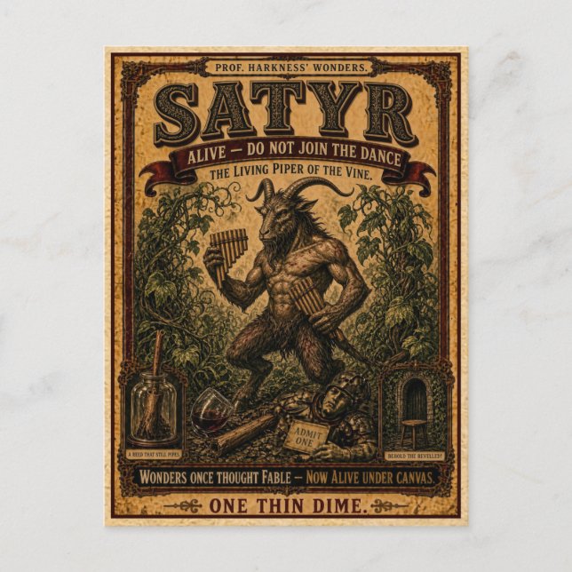 Postal Sátiro, Monstruo de Circo Antiguo (Anverso)
