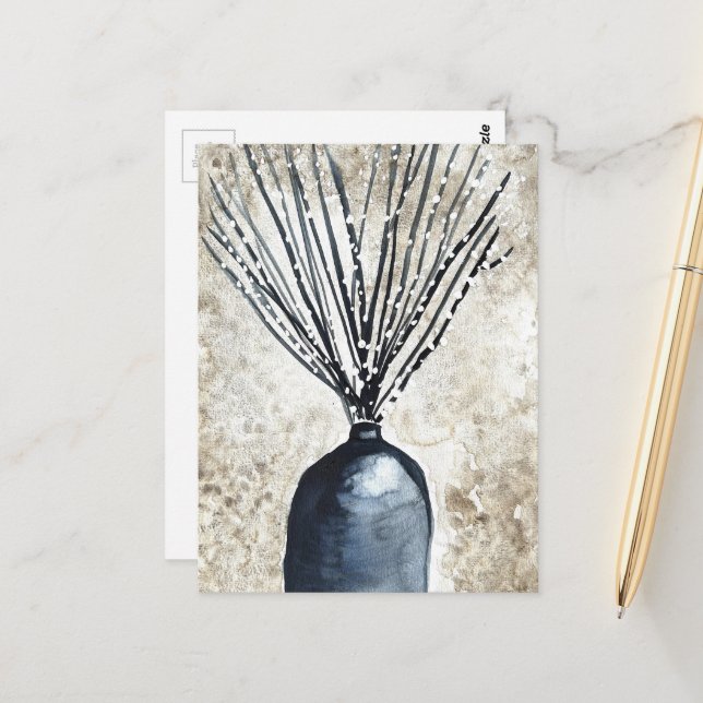 Postal Sauce en jarrón acuarela (Anverso/Reverso In Situ)