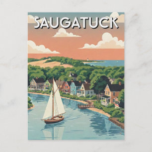 Postal Saugatuck Velero Viaje Michigan