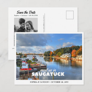 Postal Saugatuk Boda Save the Date Italia Viaje Retro