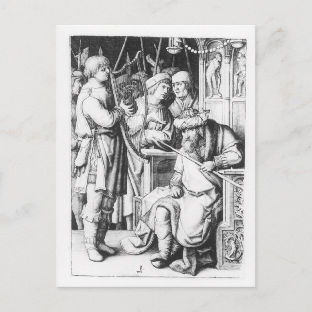 Postal Saul escucha a David tocar el arpa (Anverso)