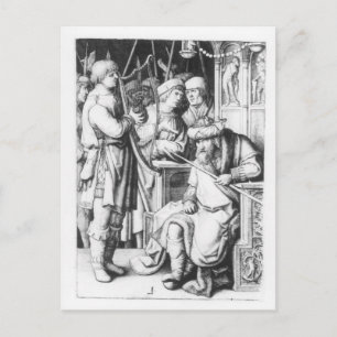 Postal Saul escucha a David tocar el arpa