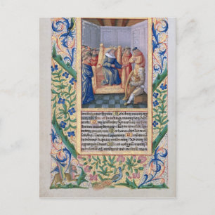 Postal Saul escuchando a David tocar el arpa