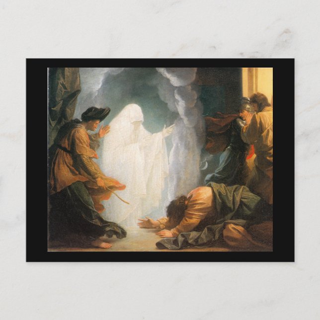 Postal Saúl y la bruja de Endor, de Benjamin West (Anverso)