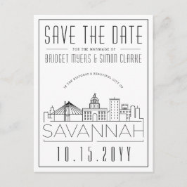Postal Savannah Boda | Estilizado Skyline Guardar la fech