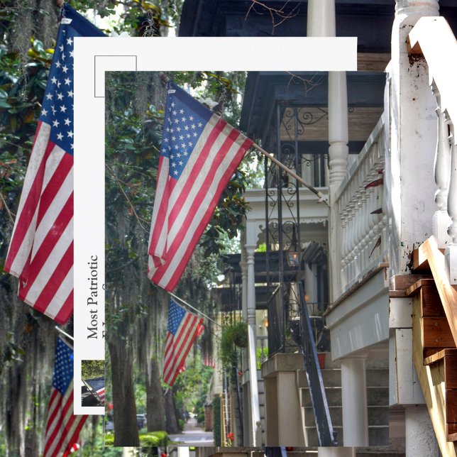 Postal Savannah GA Banderas Patrióticas Jones St Fotograf (Subido por el creador)