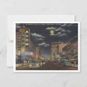 Postal Savannah GA, Broughton St, vista de los años 40