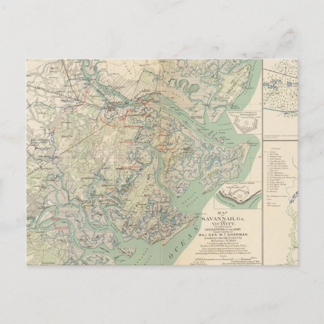 Postal Savannah, Ga y sus alrededores (Anverso)