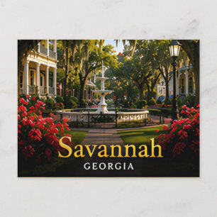 Postal Savannah Georgia Musgo Español y Plazas Históricas