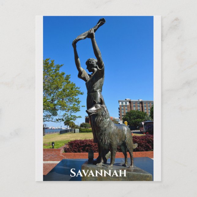 Postal Savannah Georgia ondeando estatua Chica foto de vi (Anverso)