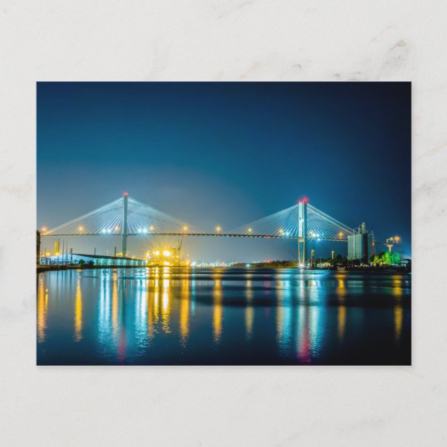 Postal savannah georgia town usa waterfront night river (Anverso)