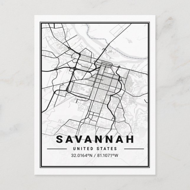 Postal Savannah Georgia USA Travel City Map (Anverso)