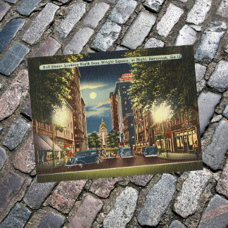 Postal Savannah Ilustracion de la calle GA