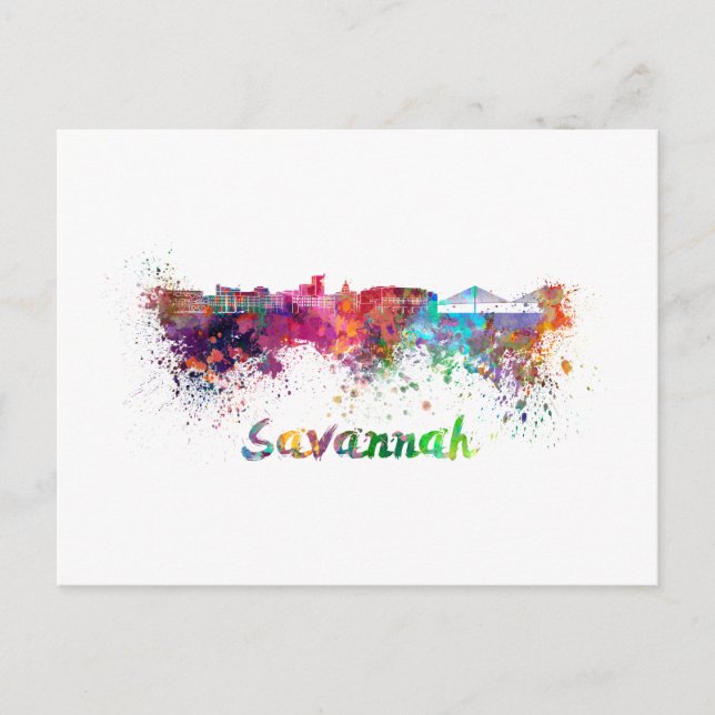 Postal Savannah skyline in watercolor (Anverso)