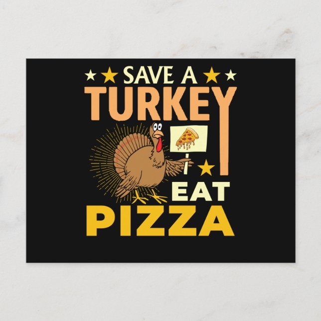 Postal Save A Turkey Eat Pizza - Thanksgiving Vegan (Anverso)