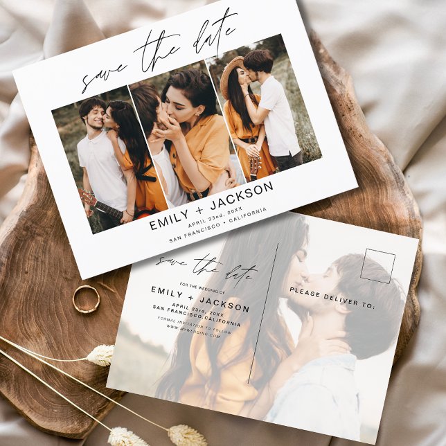 Postal Save the Date 4 Photo Elegant Classy Modern (Subido por el creador)