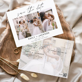 Postal Save the Date 4 Photo Elegant Classy Modern