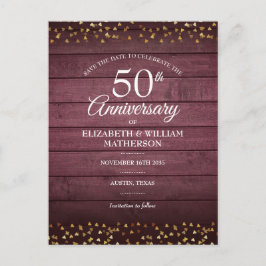 Postal Save the Date 50 Aniversario Corazones de Oro Rúst