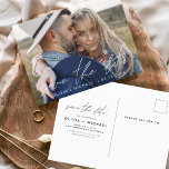 Postal Save the Date Boho Foto Minimalista moderna<br><div class="desc">Captura la esencia de tu historia de amor con nuestra postal moderna "Save the Date Boho" (Salvar la fecha del boho Minimalista). Esta postal es una fusión de minimalismo contemporáneo y encanto bohemio, lo que la convierte en la elección perfecta para anunciar a su próximo boda. Con su preciada foto...</div>