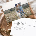 Postal Save the Date Boho Foto Minimalista moderna<br><div class="desc">Captura la esencia de tu historia de amor con nuestra postal moderna "Save the Date Boho" (Salvar la fecha del boho Minimalista). Esta postal es una fusión de minimalismo contemporáneo y encanto bohemio, lo que la convierte en la elección perfecta para anunciar a su próximo boda. Con su preciada foto...</div>