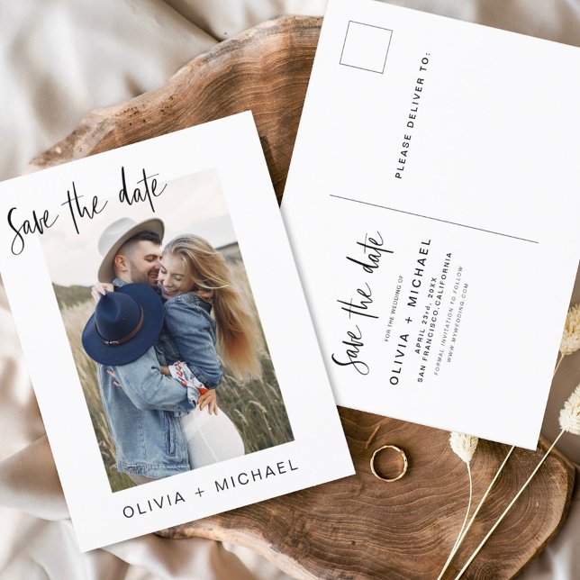 Postal Save the Date Boho Foto Minimalista moderna (Subido por el creador)
