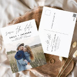 Postal Save the Date Boho Foto Minimalista moderna<br><div class="desc">Captura la esencia de tu historia de amor con nuestra postal moderna "Save the Date Boho" (Salvar la fecha del boho Minimalista). Esta postal es una fusión de minimalismo contemporáneo y encanto bohemio, lo que la convierte en la elección perfecta para anunciar a su próximo boda. Con su preciada foto...</div>