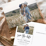 Postal Save the Date Boho Foto Minimalista moderna<br><div class="desc">Captura la esencia de tu historia de amor con nuestra postal moderna "Save the Date Boho" (Salvar la fecha del boho Minimalista). Esta postal es una fusión de minimalismo contemporáneo y encanto bohemio, lo que la convierte en la elección perfecta para anunciar a su próximo boda. Con su preciada foto...</div>